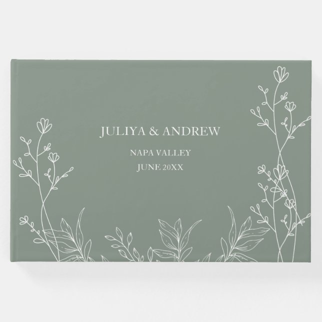 Libro De Visitas Boda de moda verde saga (Anverso)