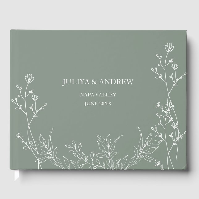 Libro De Visitas Boda de moda verde saga (Anverso)