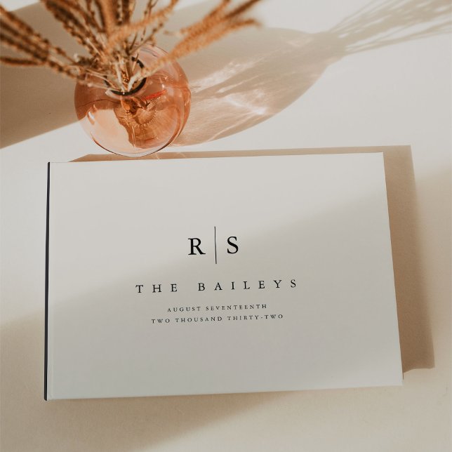 Libro De Visitas Boda de monograma clásico negro y crudo (Subido por el creador)