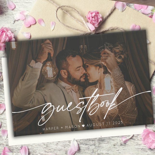 Libro De Visitas Boda de Monograma con un guión elegante y moderno (Subido por el creador)