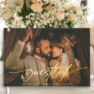 Libro De Visitas Boda de Monograma con un guión elegante y moderno