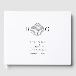 Libro De Visitas Boda de monograma de almejas minimalistas