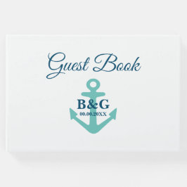 Libro De Visitas Boda de monograma de anclaje náutico moderno