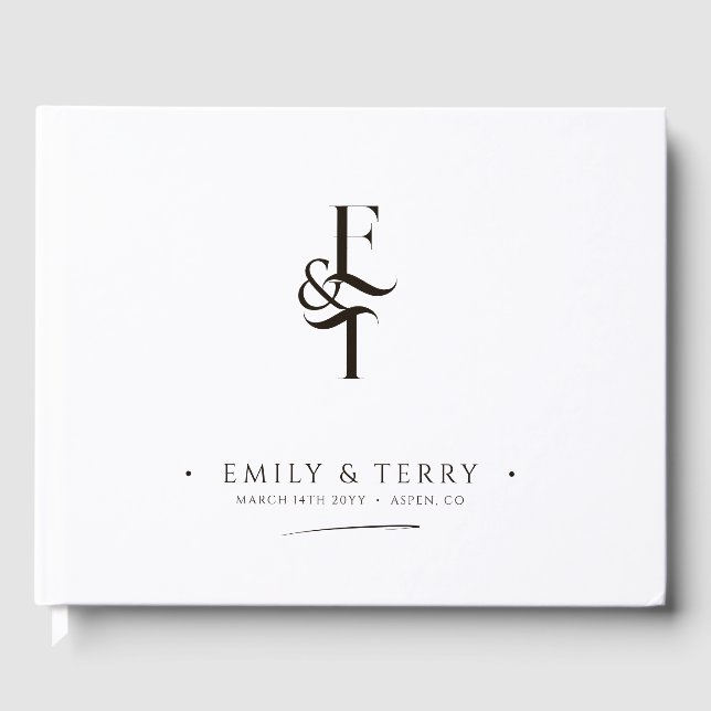 Libro De Visitas Boda de monograma personalizado de estilo minimali (Anverso)