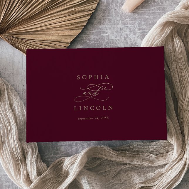 Libro De Visitas Boda de monograma romántico de caligrafía borgoños (Subido por el creador)