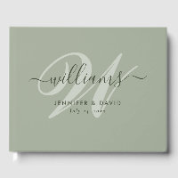 Boda de Monograma Verde Sage personalizado Boo inv