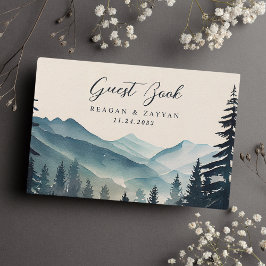 Libro De Visitas Boda de Montaña de Pino en Acuarela