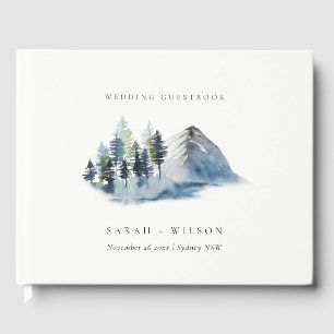 Libro De Visitas Boda de Montaña Rustic Green Pine Woods