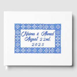 Libro De Visitas Boda de mosaicos azul marroquí