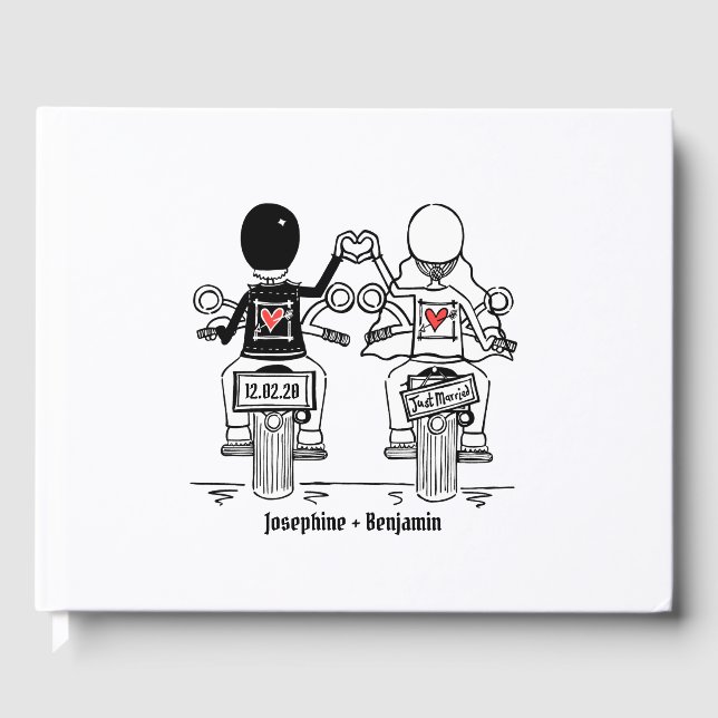 Libro De Visitas Boda de motocicletas de ciclismo personalizado (Anverso)