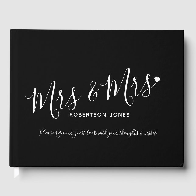 Libro De Visitas Boda de mrs y mrs personalizada de blanco negro si (Anverso)