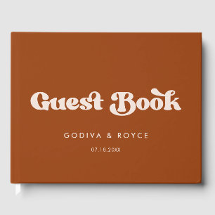 Libro De Visitas Boda de naranja retro con estilo