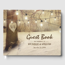 Libro De Visitas Boda de Navidad con Luces de Árbol de Invierno Rús
