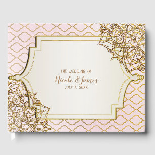 Libro De Visitas Boda de Noche Árabe Marroquí Rosa Rosado Dorado