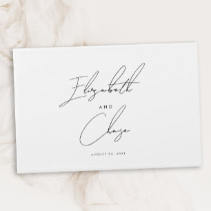 Libro De Visitas Boda de nombres de caligrafía moderna en blanco y