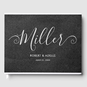 Libro De Visitas Boda de nombres de familia Rustic Elegant Swirly S