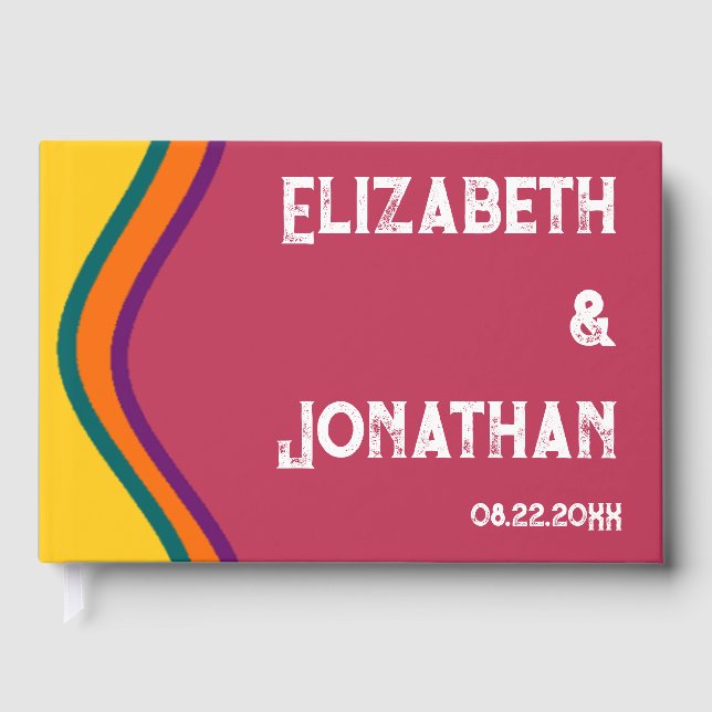 Libro De Visitas Boda de ondas del sudoeste retro (Anverso)