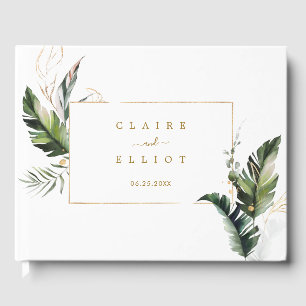 Libro De Visitas Boda de oro de follaje tropical