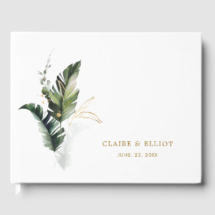 Libro De Visitas Boda de oro de follaje tropical