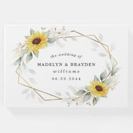 Libro De Visitas Boda de oro geométrico elegante de girasol