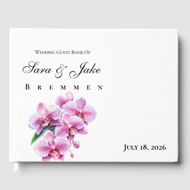 Libro De Visitas Boda de Orquídea Rosa (Anverso)