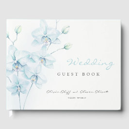 Libro De Visitas Boda de orquídeas azules suaves