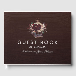 Libro De Visitas Boda de otoño con flor de borgoña