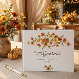 Libro De Visitas Boda de Otoño con Flor Silvestre Terracota Boho