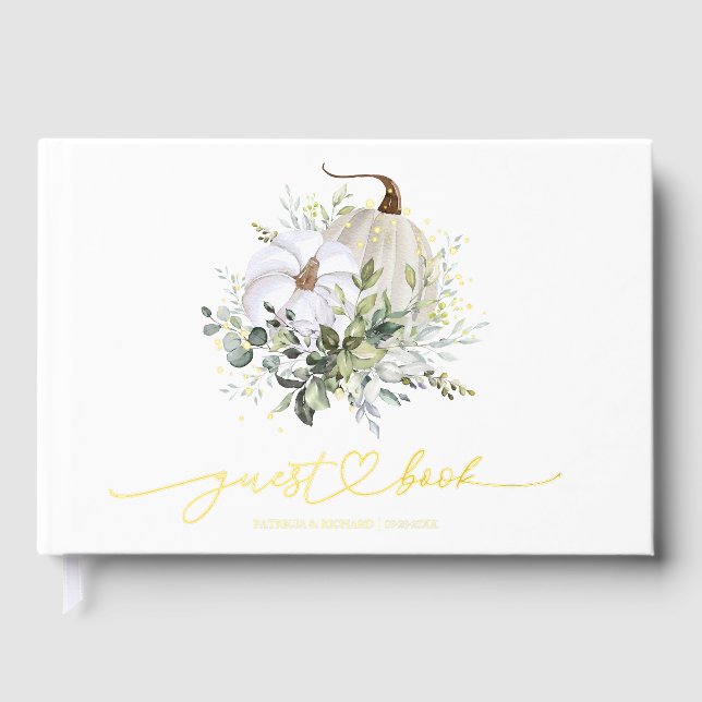 Libro De Visitas Boda de otoño de calabaza verde (Anverso)