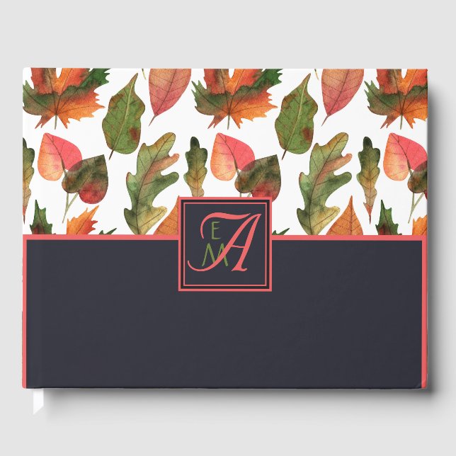 Libro De Visitas Boda de otoño monocromática para recién casados (Anverso)