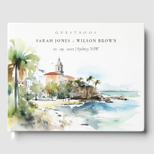 Libro De Visitas Boda de paisaje acuarela en San Juan Puerto Rico