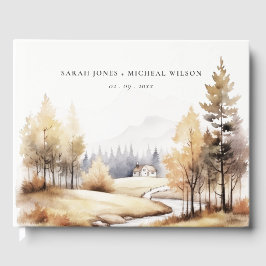 Libro De Visitas Boda de paisajes de otoño de acuarela silenciada