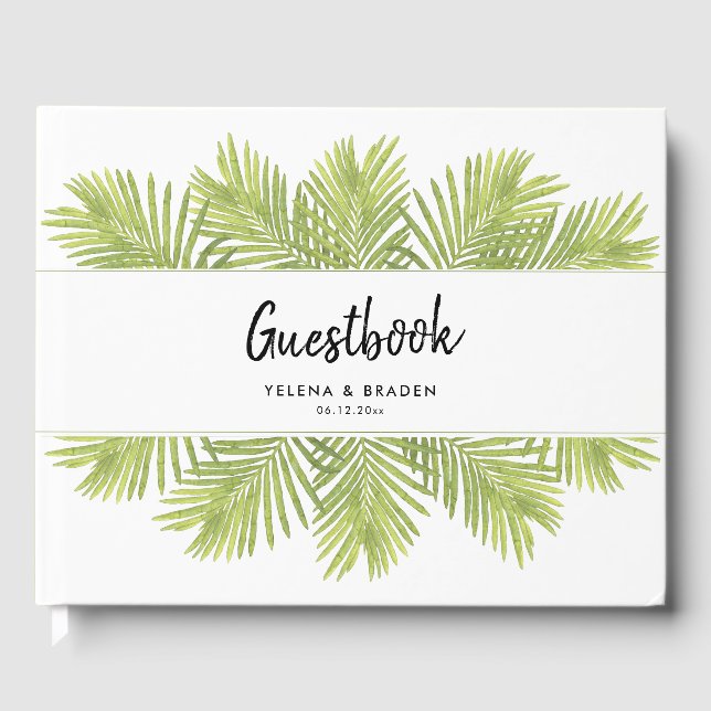 Libro De Visitas Boda de palmera tropical (Anverso)