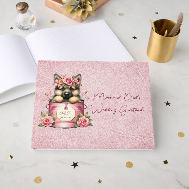 Libro De Visitas Boda de papá y mamá, amigos del perro (Anverso Abierto)