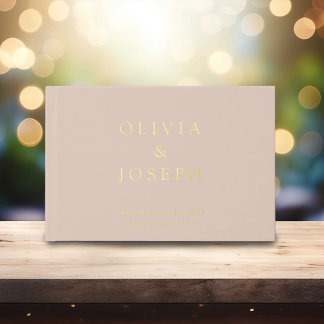 Libro De Visitas Boda de Papel de Oro Personalizado Rosa Polvorient
