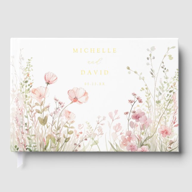 Libro De Visitas Boda de Pastel Wildflower (Anverso)