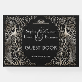 Libro De Visitas Boda de Peacocks Glam Silver Art Deco