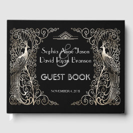 Libro De Visitas Boda de Peacocks Glam Silver Art Deco