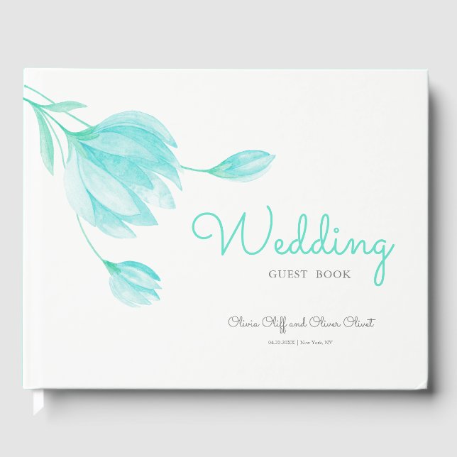 Libro De Visitas Boda de Peonies verde azulados (Anverso)