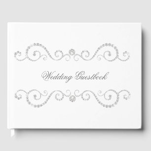 Libro De Visitas Boda de pergamino blanco y diamante