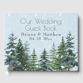 Libro De Visitas Boda de pino perenne invernal rústico