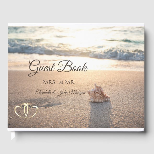 Libro De Visitas Boda de playa, concha (Anverso)