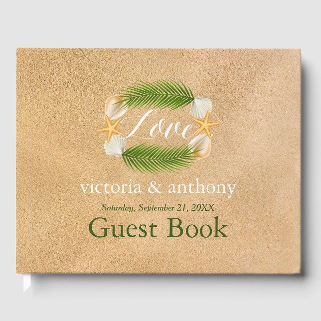 Libro De Visitas Boda de playa de arena fina tropical (Anverso)