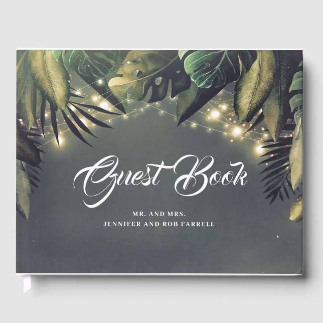Libro De Visitas Boda de Playa Palm Leaves (Anverso)