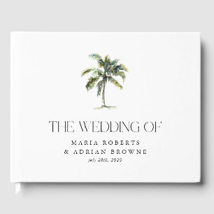 Libro De Visitas Boda de playa tropical con palmeras mínimas