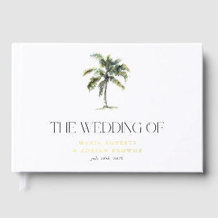 Libro De Visitas Boda de playa tropical de palmeras de Relieve meta