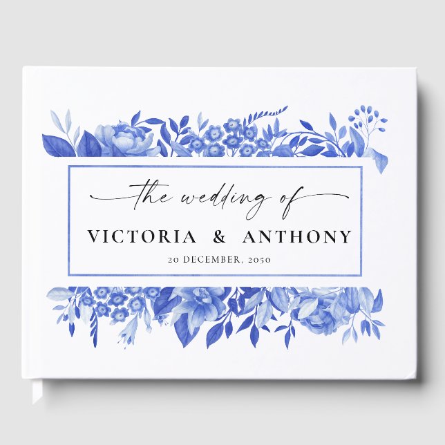 Libro De Visitas Boda de porcelana azul (Anverso)