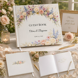 Libro De Visitas Boda de pradera de flores silvestres de lujo