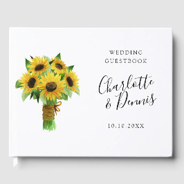 Libro De Visitas boda de ramo de girasol de la cascada