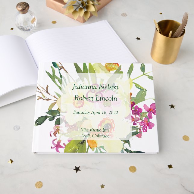 Libro De Visitas Boda de ramo de primavera (Anverso Abierto)